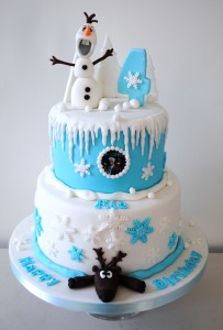2 tiered Disney Frozen 4th birthday cake