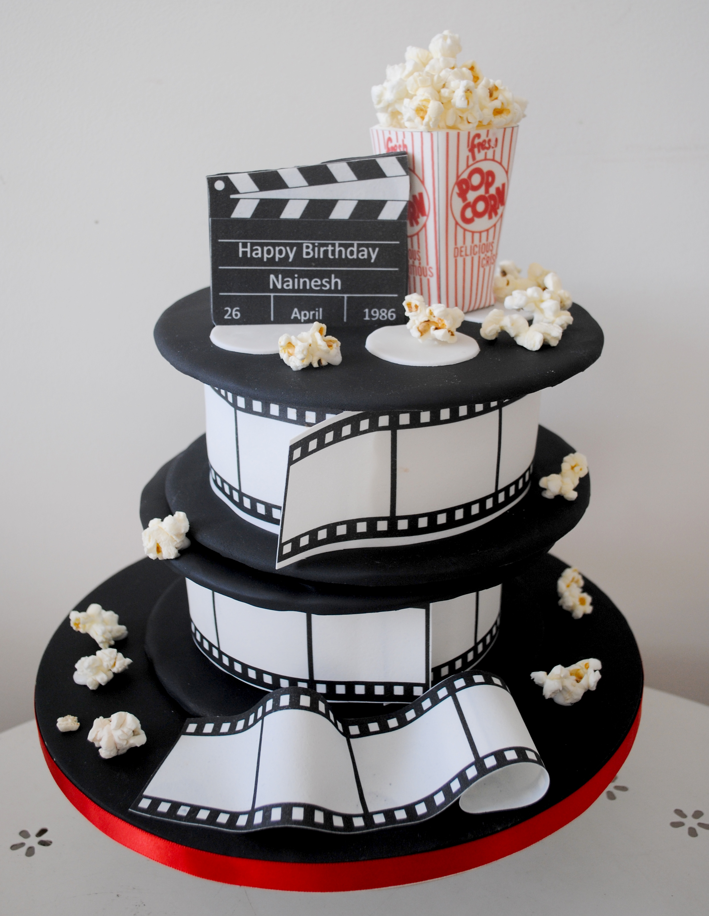 2 tiered movie popcorn cake