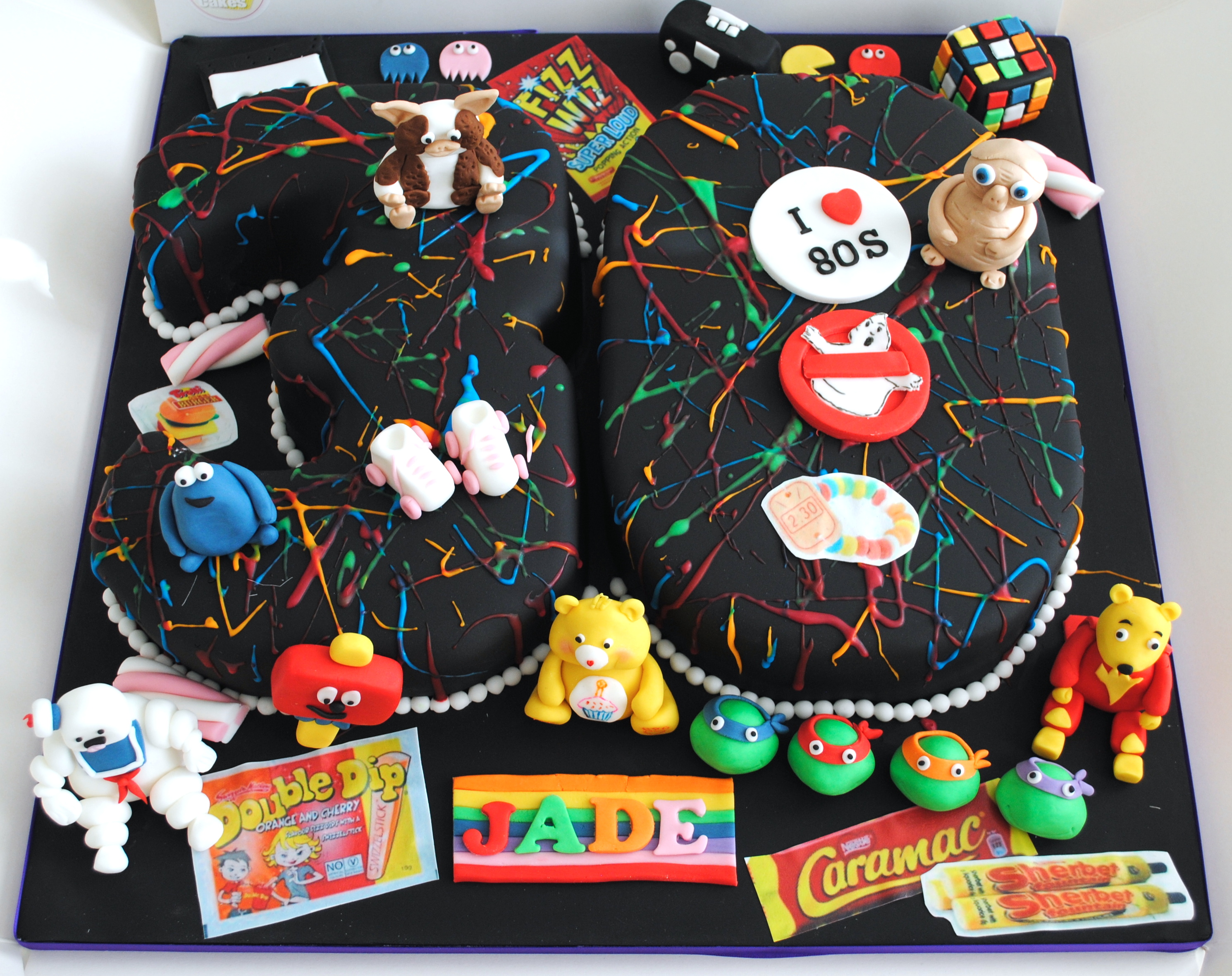 80's old skool themed 30th birthday number cake