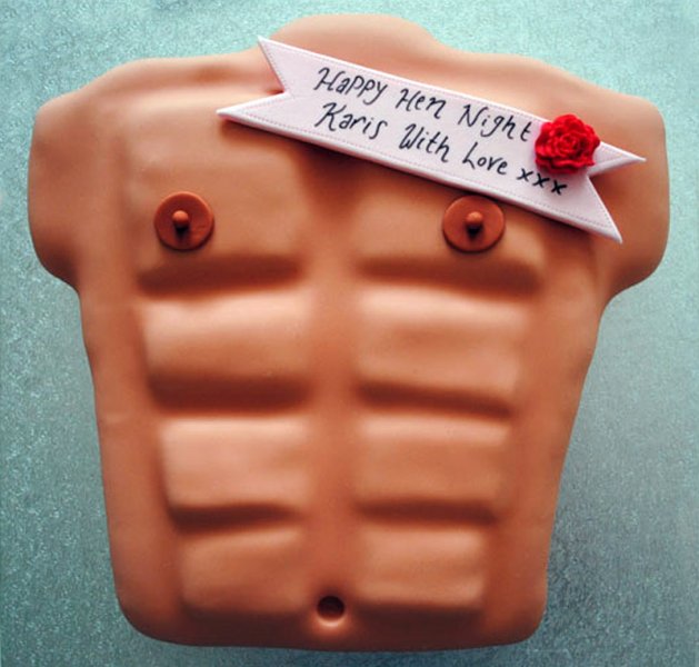 Mens torso hen night cake