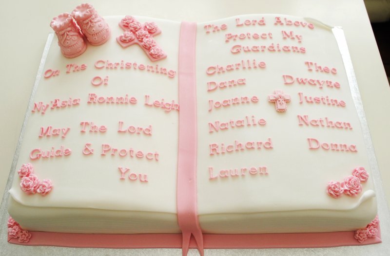 Bible baptism christening celebration cake