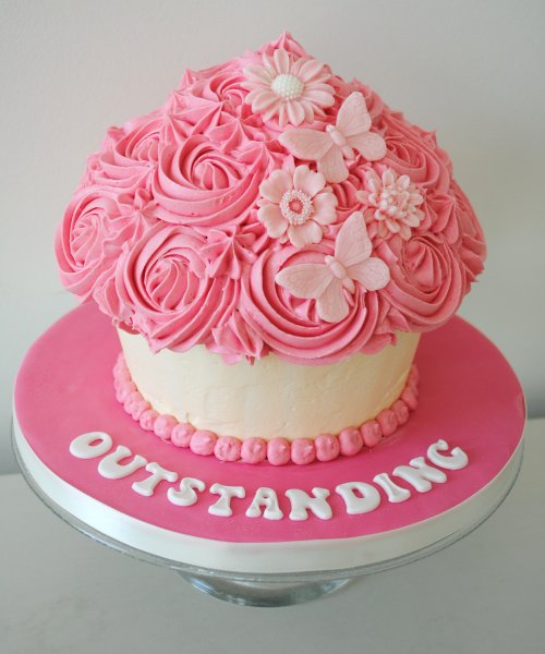 Pink birthday giant cupcake