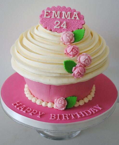 Pink rose giant cupcake
