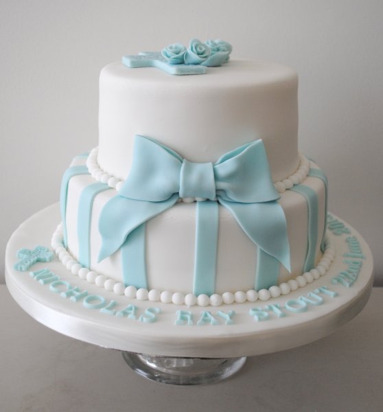 2 tiered boy christening cake