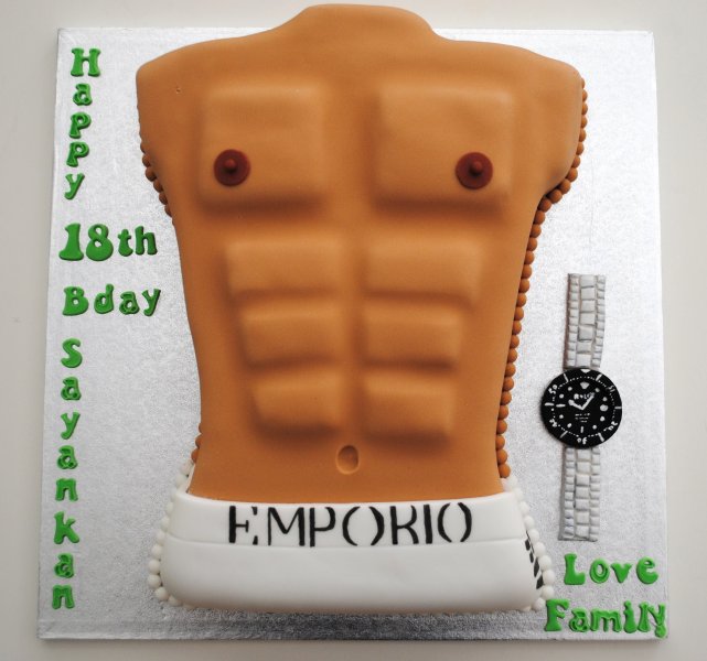 Mens torso armani birthday cake