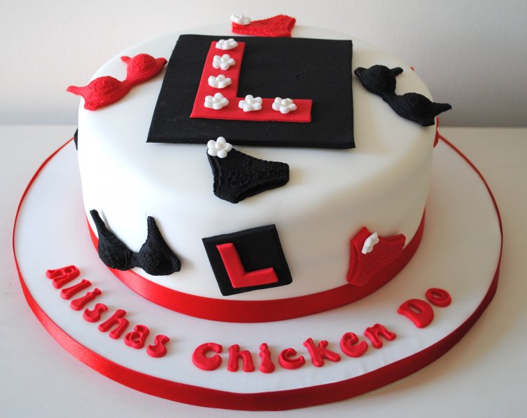L plate hen night cake