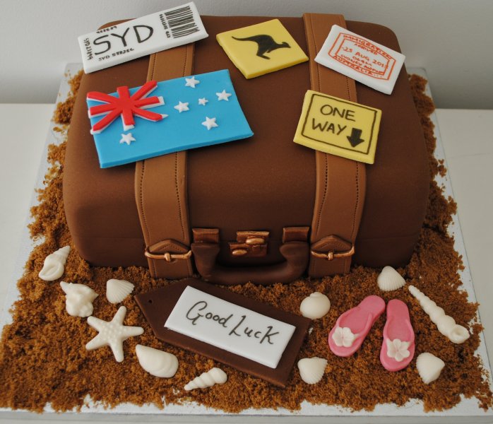 You're leaving suitcase novelty celebration cake