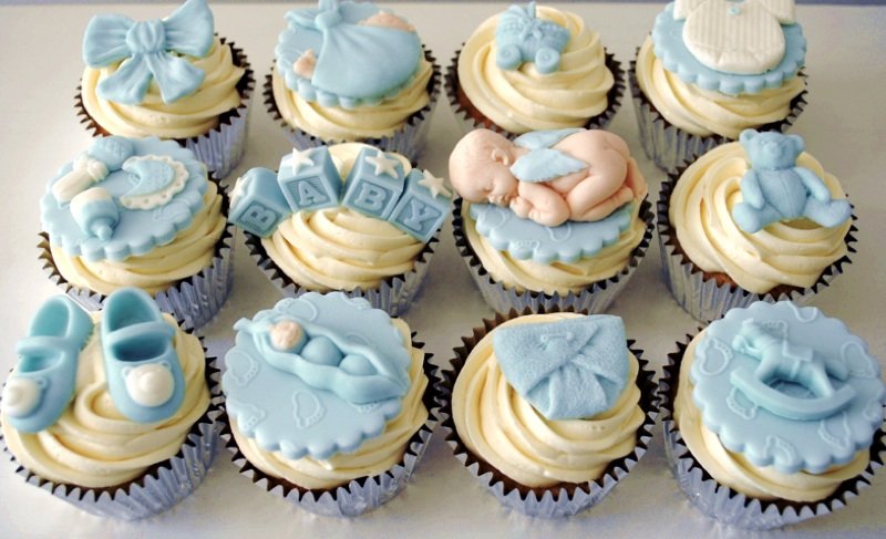 Baby boy baby shower cupcakes