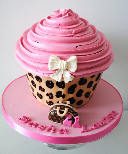 Leopard and Louis Vuitton handbag giant cupcake