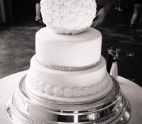 White rose ball wedding tiered cake
