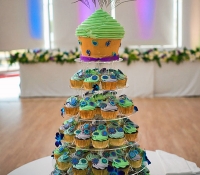 Peacock wedding cupcake display