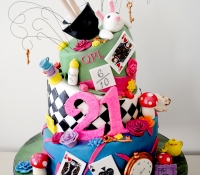 Alice in Wonderland themed birthday cake