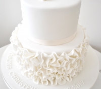 All white christening cake