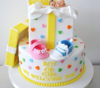 Baby shower reveal welcome cake