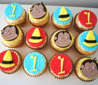 Curious George first birthday cupcakes