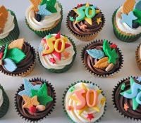 Autumn 50th birthday cupcakes