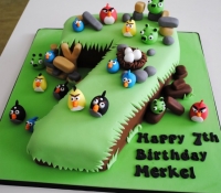 Angry bird character number 7 birthday cake