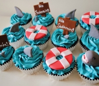 Shark jaws themed cupcakes