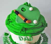 Golf themed birthday giant cupcake cake