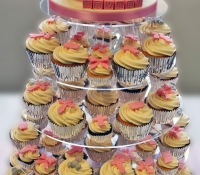 Pink christening cupcake stand