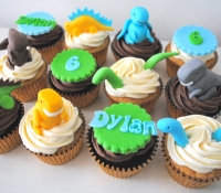 Dinosaur themed birthday cupcakes