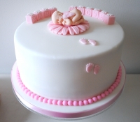 Pink girl baby shower cake