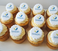 Sanofi logo cupcakes