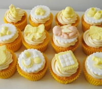 Yellow baby shower cupcakes
