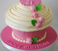Pink rose giant cupcake