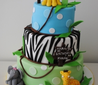 Safari animal tiered birthday cake