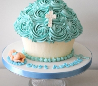Christening baby boy giant cupcake