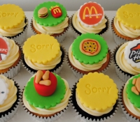 Food inspired sorry cupcakes Mcdonalds pizza hut kfc