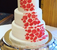 Chinese zodiac rose petal 3 tier wedding cake