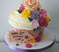 Vintage flower and rose giant cupcake
