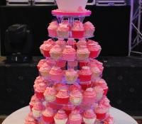 Pink birthday tiered cupcake stand