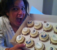 Gaby from the apprentice with her cupcakes