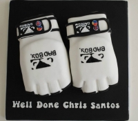 Boxing gloves well done cake