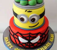 Minion spiderman and tmnt cake