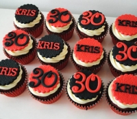 Black and Red 30th Birthday Cupcakes