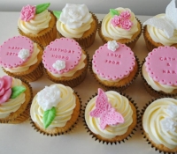 Butterfly and Flower Birthday Cupcakes