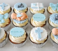 Personalised Baby Boy Christening Cupcakes
