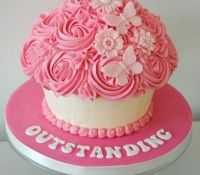 Pink Award Butterfly and Flower Giant Cupcake